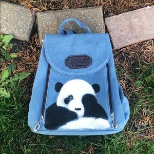 ✰ denim panda mini backpack